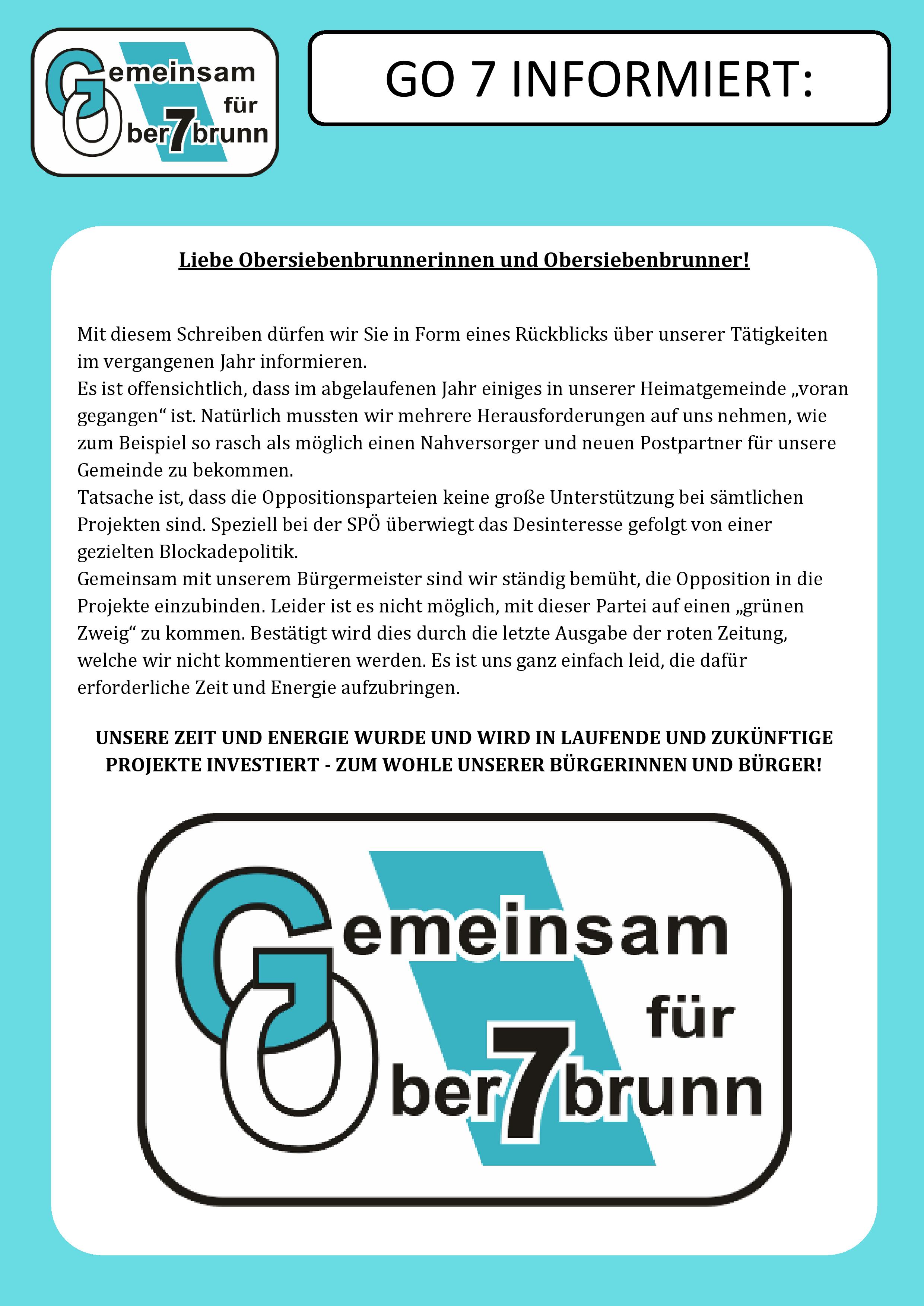 GO7 INFORMIERT