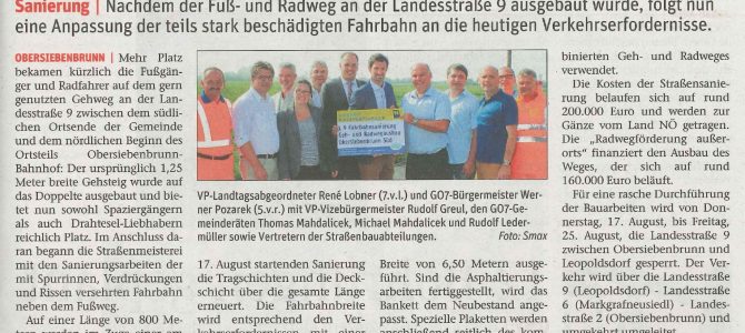 Eröffnung des Fuß- und Radweges an der Landesstraße 9 Richtung Bahnhof durch LAbg René Lobner