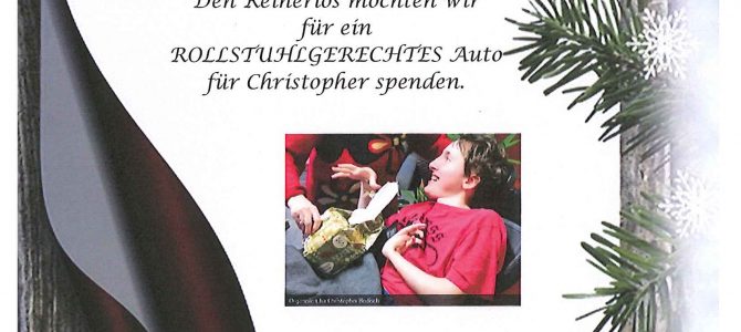 Wir unterstützen die Aktion für Christopher !