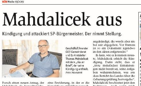 Jetzt kommt die Wahrheit ans Licht NÖN vom 08.05.2019