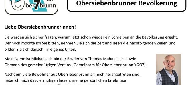 Offener Brief an die Bevölkerung von Obersiebenbrunn!