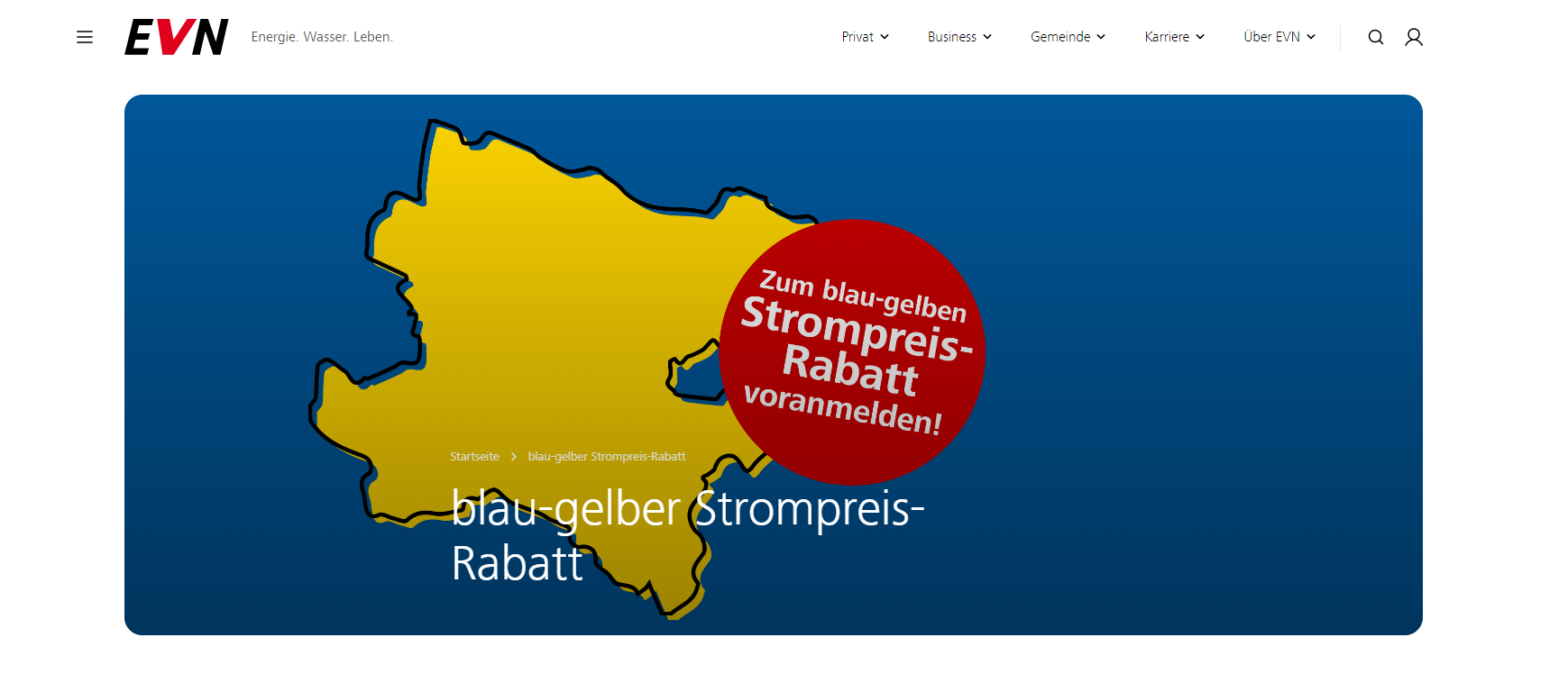 Anmeldung für Strompreisrabatt EVN